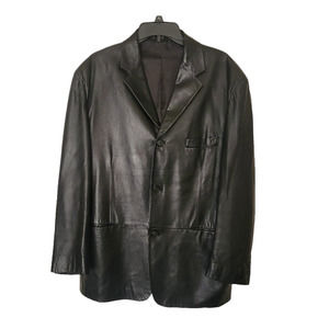 Alfani for Macy’s Buttery Soft Men's Leather Blazer Jacket Coat Black Size S42
